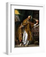 Painting of Saint Augustine of Hippo in his studio.-Vernon Lewis Gallery-Framed Art Print