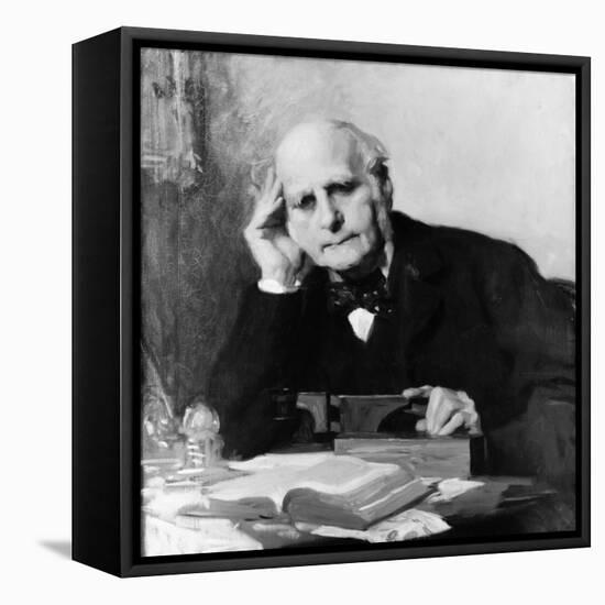 Painting of Scientist Sir Francis Galton at Work-null-Framed Stretched Canvas