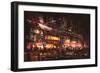 Painting of Shopping Street City with Colorful Nightlife,Illustration-Tithi Luadthong-Framed Art Print