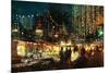 Painting of Shopping Street City with Colorful Nightlife,Illustration-Tithi Luadthong-Mounted Premium Giclee Print