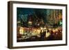 Painting of Shopping Street City with Colorful Nightlife,Illustration-Tithi Luadthong-Framed Art Print