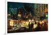 Painting of Shopping Street City with Colorful Nightlife,Illustration-Tithi Luadthong-Framed Art Print