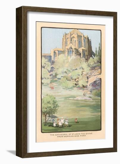 Painting of St. John the Divine Cathedral, New York City-null-Framed Art Print