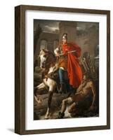 Painting of St. Martin Sharing His Coat, St. Gatien Cathedral, Tours, Indre-Et-Loire-Godong-Framed Photographic Print