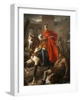 Painting of St. Martin Sharing His Coat, St. Gatien Cathedral, Tours, Indre-Et-Loire-Godong-Framed Photographic Print