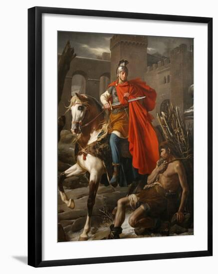 Painting of St. Martin Sharing His Coat, St. Gatien Cathedral, Tours, Indre-Et-Loire-Godong-Framed Photographic Print