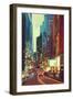 Painting of Street in Modern City with Colorful Light at Evening-Tithi Luadthong-Framed Art Print