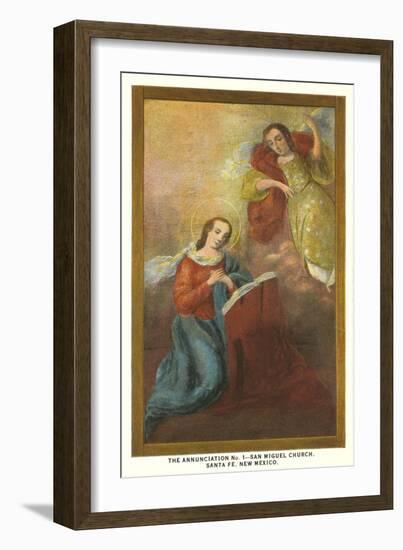 Painting of the Annunciation, San Miguel Church, Santa Fe, New Mexico-null-Framed Art Print