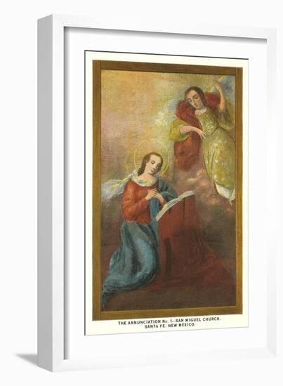 Painting of the Annunciation, San Miguel Church, Santa Fe, New Mexico-null-Framed Art Print