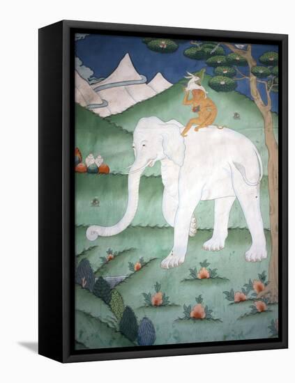 Painting of the Four Harmonious Friends in Buddhism, Elephant, Monkey, Rabbit and Partridge, Inside-Lee Frost-Framed Stretched Canvas
