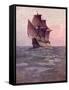 Painting of the Mayflower, Ship That Carried Pilgrims from England to New England Shore of America-null-Framed Stretched Canvas