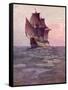 Painting of the Mayflower, Ship That Carried Pilgrims from England to New England Shore of America-null-Framed Stretched Canvas