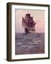 Painting of the Mayflower, Ship That Carried Pilgrims from England to New England Shore of America-null-Framed Premium Photographic Print