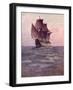 Painting of the Mayflower, Ship That Carried Pilgrims from England to New England Shore of America-null-Framed Premium Photographic Print