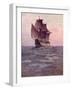 Painting of the Mayflower, Ship That Carried Pilgrims from England to New England Shore of America-null-Framed Premium Photographic Print