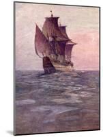 Painting of the Mayflower, Ship That Carried Pilgrims from England to New England Shore of America-null-Mounted Photographic Print