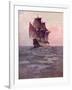 Painting of the Mayflower, Ship That Carried Pilgrims from England to New England Shore of America-null-Framed Photographic Print