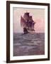 Painting of the Mayflower, Ship That Carried Pilgrims from England to New England Shore of America-null-Framed Photographic Print