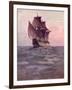 Painting of the Mayflower, Ship That Carried Pilgrims from England to New England Shore of America-null-Framed Photographic Print