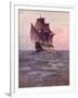 Painting of the Mayflower, Ship That Carried Pilgrims from England to New England Shore of America-null-Framed Photographic Print