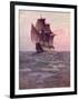 Painting of the Mayflower, Ship That Carried Pilgrims from England to New England Shore of America-null-Framed Photographic Print