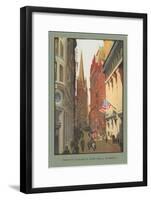 Painting of Trinity Church, Wall Street, New York City-null-Framed Art Print