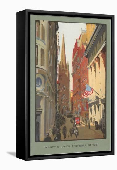 Painting of Trinity Church, Wall Street, New York City-null-Framed Stretched Canvas