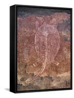 Painting of Turtle at the Aboriginal Rock Art Site at Obirr Rock in Kakadu National Park-Robert Francis-Framed Stretched Canvas