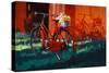 Painting of Vintage Bicycle with Bucket Full of Flowers-Tithi Luadthong-Stretched Canvas