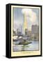 Painting of Woolworth Building from Ferry, New York City-null-Framed Stretched Canvas