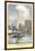 Painting of Woolworth Building from Ferry, New York City-null-Framed Art Print