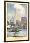 Painting of Woolworth Building from Ferry, New York City-null-Framed Art Print
