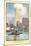 Painting of Woolworth Building from Ferry, New York City-null-Mounted Art Print