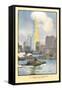 Painting of Woolworth Building from Ferry, New York City-null-Framed Stretched Canvas