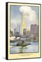 Painting of Woolworth Building from Ferry, New York City-null-Framed Stretched Canvas