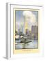 Painting of Woolworth Building from Ferry, New York City-null-Framed Art Print