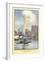 Painting of Woolworth Building from Ferry, New York City-null-Framed Art Print