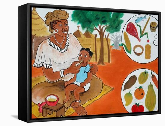 Painting on the Front Wall of a Medical Dispensary, Joal, Senegal, West Africa, Africa-Godong-Framed Stretched Canvas