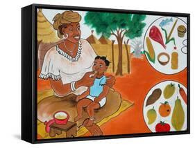 Painting on the Front Wall of a Medical Dispensary, Joal, Senegal, West Africa, Africa-Godong-Framed Stretched Canvas