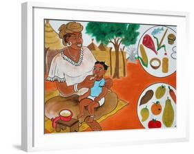 Painting on the Front Wall of a Medical Dispensary, Joal, Senegal, West Africa, Africa-Godong-Framed Photographic Print