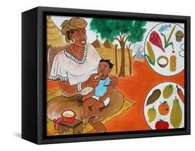 Painting on the Front Wall of a Medical Dispensary, Joal, Senegal, West Africa, Africa-Godong-Framed Stretched Canvas