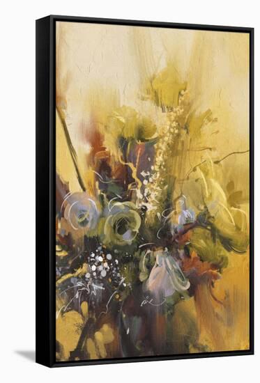 Painting Showing Bouquet of Beautiful Flowers-Tithi Luadthong-Framed Stretched Canvas