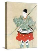 Painting Showing Japanese Samurai Warrior in Full Regalia-null-Stretched Canvas