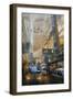 Painting Showing Rainy Day in City Traffic,Illustration-Tithi Luadthong-Framed Art Print