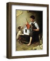 Painting the Little House-Norman Rockwell-Framed Giclee Print