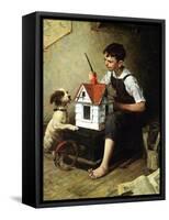 Painting the Little House-Norman Rockwell-Framed Stretched Canvas