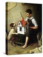 Painting the Little House-Norman Rockwell-Stretched Canvas