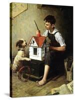 Painting the Little House-Norman Rockwell-Stretched Canvas