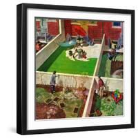 "Painting the Patio Green", May 2, 1953-Thornton Utz-Framed Giclee Print