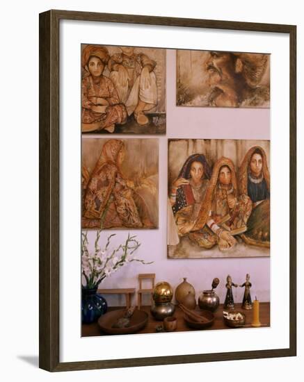 Paintings by Jaya Rastogi Wheaton, in Artists House in Jaipur, Rajasthan State, India-John Henry Claude Wilson-Framed Photographic Print